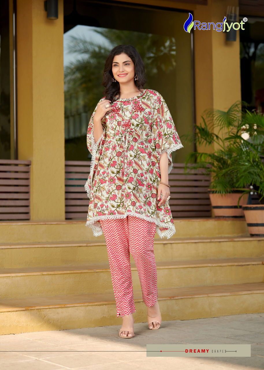 Rangjyot Eliza Kaftan Stylish Ethnic Wear Cotton Kurti With Bottom Collection